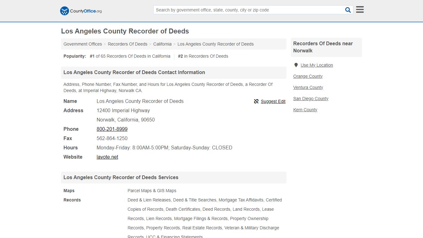 Los Angeles County Recorder of Deeds